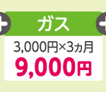ガス 3,000円×3ヵ月 9,000円
