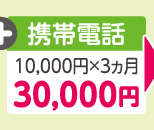 携帯電話 10,000円×3ヵ月 30,000円